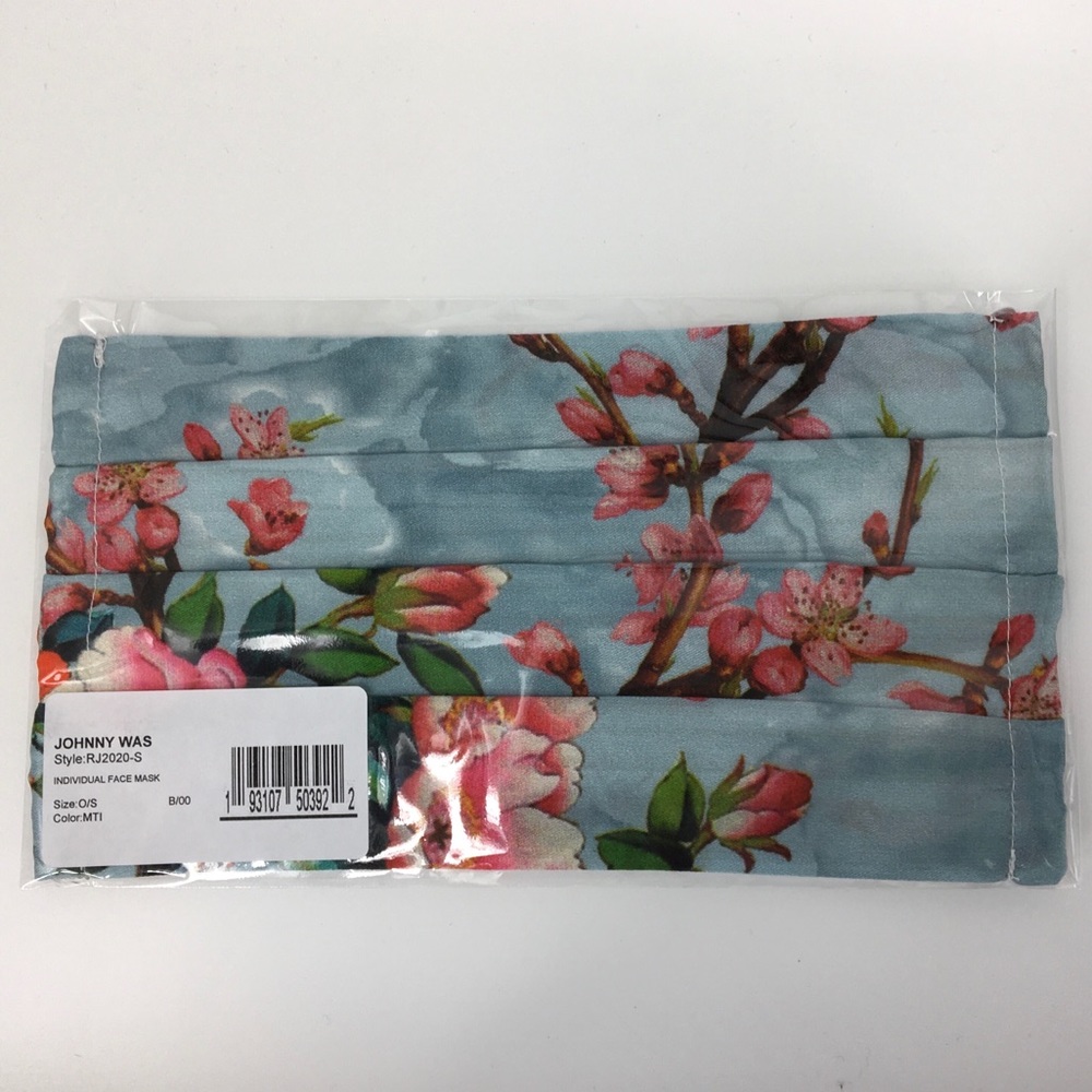 Johnny Was Mask RARE Cherry Blossom Floral Silk
